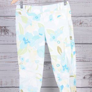 Ann Taylor, Loft, Capri Cotton Ribbed Floral Pant, 4P